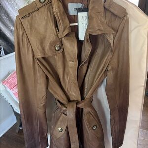 Brown Leather Trench Coat